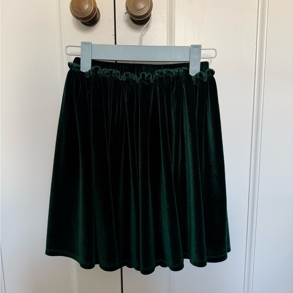 Hunter green velvet skirt